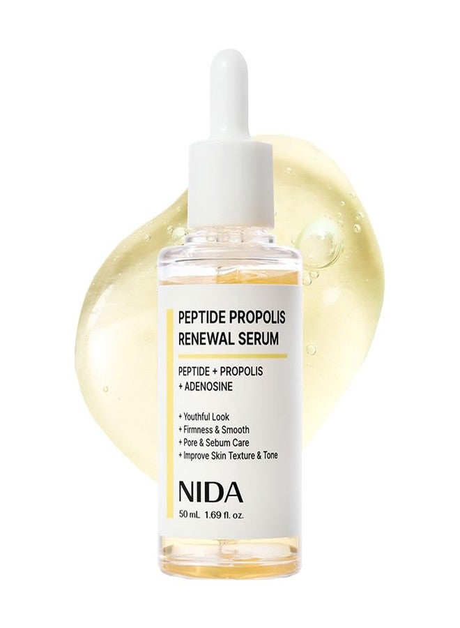 NIDA Peptide Propolis Renewal Serum | Peptide Complex, Propolis Extract, Adenosine | Youthful Look, Wrinkles, Fine Lines, Pore & Sebum Care | 1.69 fl.oz., 50ml (Updated) - Image 1